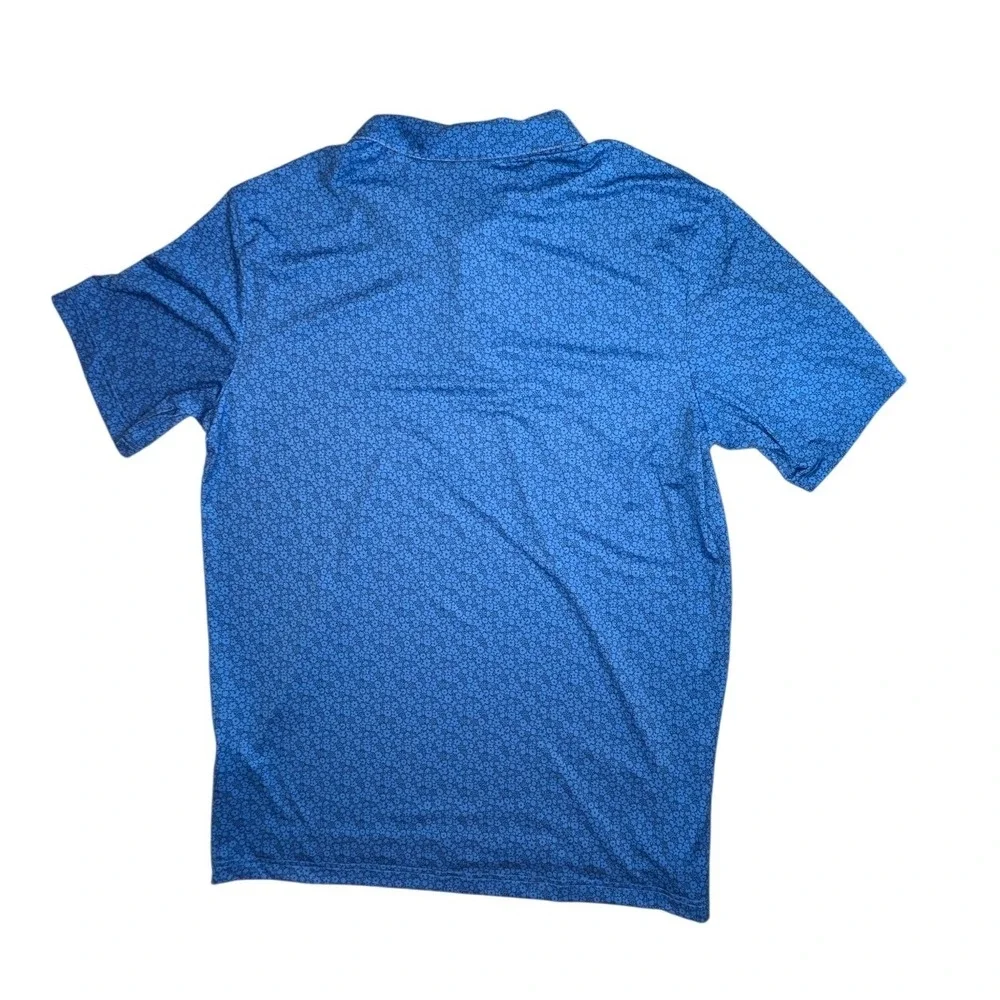 Adidas Golf Mens Large Blue Floral Print Performance Polo Shirt‎ Short Sleeve